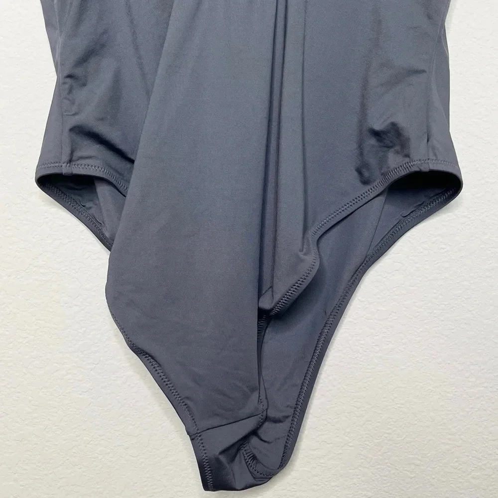 SKIMS Swim Scoop Neck One‎ Piece Swimsuit in Gunmetal
